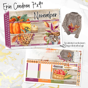 November Spice monthly - Erin Condren Vertical Horizontal 7"x9", Happy Planner Classic, Mini & Big