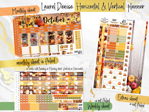 October Rustic FOIL -for Laurel Denise Planner stickers - Portrait, Mini, Vertical, Horizontal & Project