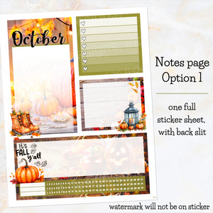 October Rustic  NEW25/26 Notes monthly sticker - Erin Condren Vertical Horizontal 7x9