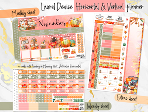 November Thanksgiving Bliss -for Laurel Denise Planner stickers - Portrait, Mini, Vertical, Horizontal & Project
