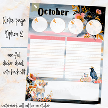 Load image into Gallery viewer, New Release October Mist Notes monthly sticker -25/26 Erin Condren Vertical Horizontal 7"x9", Happy Planner Classic, Mini &amp; Big