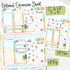 July Lazy Days monthly - Erin Condren Vertical Horizontal 7"x9", Happy Planner Classic, Mini & Big