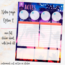 Load image into Gallery viewer, New Release August Sunset in Paradise Notes monthly sticker -25/26 Erin Condren Vertical Horizontal 7"x9", Happy Planner Classic, Mini &amp; Big