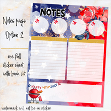 Load image into Gallery viewer, July Freedom Notes monthly sticker -25/26 Erin Condren Vertical Horizontal 7"x9", Happy Planner Classic, Mini &amp; Big