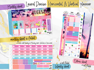 August Sunset in Paradise FOIL -for Laurel Denise Planner stickers - Portrait, Mini, Vertical, Horizontal & Project