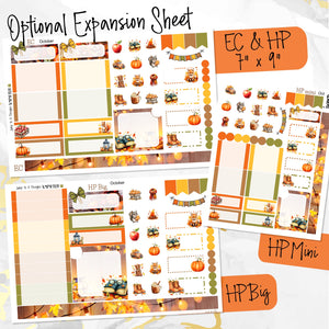 October Rustic monthly - Erin Condren Vertical Horizontal 7"x9", Happy Planner Classic, Mini & Big