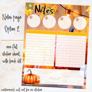 October Rustic  Notes monthly sticker - Erin Condren Vertical Horizontal 7"x9", Happy Planner Classic, Mini & Big