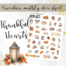 Load image into Gallery viewer, New Release Thankful Hearts November Planner Stickers – Matching Extras + Bundle &amp; Save!