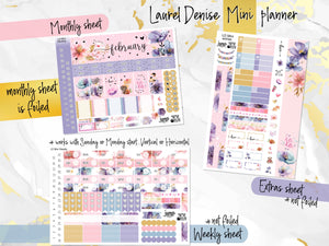 February Floral Romance FOIL -for Laurel Denise Planner stickers - Portrait, Mini, Vertical, Horizontal & Project
