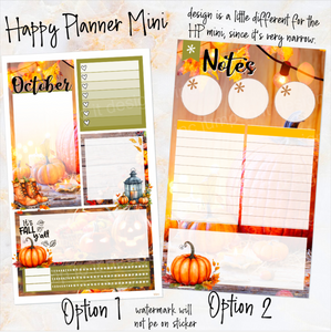 October Rustic  Notes monthly sticker - Erin Condren Vertical Horizontal 7"x9", Happy Planner Classic, Mini & Big