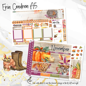 November Spice monthly - Erin Condren Vertical Horizontal 7"x9", Happy Planner Classic, Mini & Big