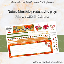 Load image into Gallery viewer, New Release December Poinsettia Glow Notes monthly sticker -25/26 Erin Condren Vertical Horizontal 7"x9", Happy Planner Classic, Mini &amp; Big