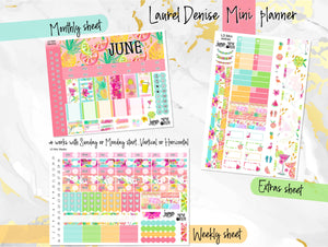 June Hello Summer -for Laurel Denise Planner stickers - Portrait, Mini, Vertical, Horizontal & Project