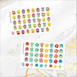 Days of the Month / Countdown planner calendar stickers       (S-100+)