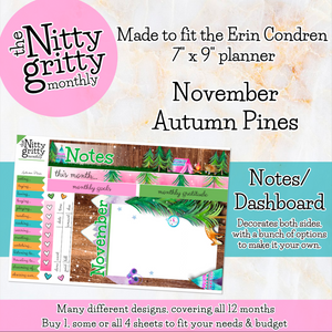 November Autumn Pines - The Nitty Gritty Monthly - Erin Condren Vertical Horizontal