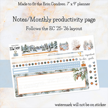 Load image into Gallery viewer, New Release January Snowy Hollow Notes monthly sticker -Erin Condren Vertical Horizontal 7"x9", Happy Planner Classic, Mini &amp; Big (Copy)