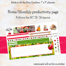 Load image into Gallery viewer, New Release September Apples Notes monthly sticker -25/26 Erin Condren Vertical Horizontal 7"x9", Happy Planner Classic, Mini &amp; Big