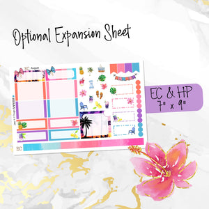 August Sunset in Paradise FOILED monthly - Erin Condren Vertical Horizontal 7"x9", Happy Planner Classic
