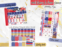 Load image into Gallery viewer, July Freedom -for Laurel Denise Planner stickers -Scout/Portrait, Anne/Vertical, Nancy/Horizontal, Rose/Project &amp; Mini