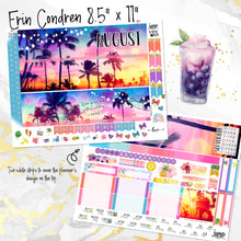 Load image into Gallery viewer, August Sunset in Paradise monthly - Erin Condren Vertical Horizontal 7&quot;x9&quot;, Happy Planner Classic, Mini &amp; Big