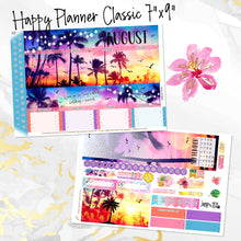 Load image into Gallery viewer, August Sunset in Paradise FOILED monthly - Erin Condren Vertical Horizontal 7&quot;x9&quot;, Happy Planner Classic