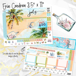July Lazy Days monthly - Erin Condren Vertical Horizontal 7"x9", Happy Planner Classic, Mini & Big