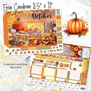 October Rustic monthly - Erin Condren Vertical Horizontal 7"x9", Happy Planner Classic, Mini & Big