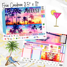 Load image into Gallery viewer, New Release August Sunset in Paradise monthly - Erin Condren Vertical Horizontal 7"x9", Happy Planner Classic, Mini &amp; Big