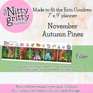 November Autumn Pines - The Nitty Gritty Monthly - Erin Condren Vertical Horizontal