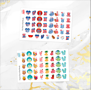 Days of the Month / Countdown planner calendar stickers       (S-100+)