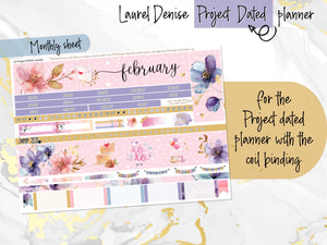 February Floral Romance -for Laurel Denise Planner stickers - Portrait, Mini, Vertical, Horizontal & Project