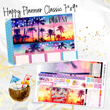 Load image into Gallery viewer, New Release August Sunset in Paradise monthly - Erin Condren Vertical Horizontal 7"x9", Happy Planner Classic, Mini &amp; Big