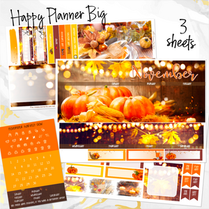 November Harvest Glow monthly - Erin Condren Vertical Horizontal 7"x9", Happy Planner Classic, Mini & Big
