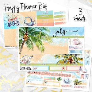 July Lazy Days monthly - Erin Condren Vertical Horizontal 7"x9", Happy Planner Classic, Mini & Big