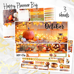 October Rustic monthly - Erin Condren Vertical Horizontal 7"x9", Happy Planner Classic, Mini & Big