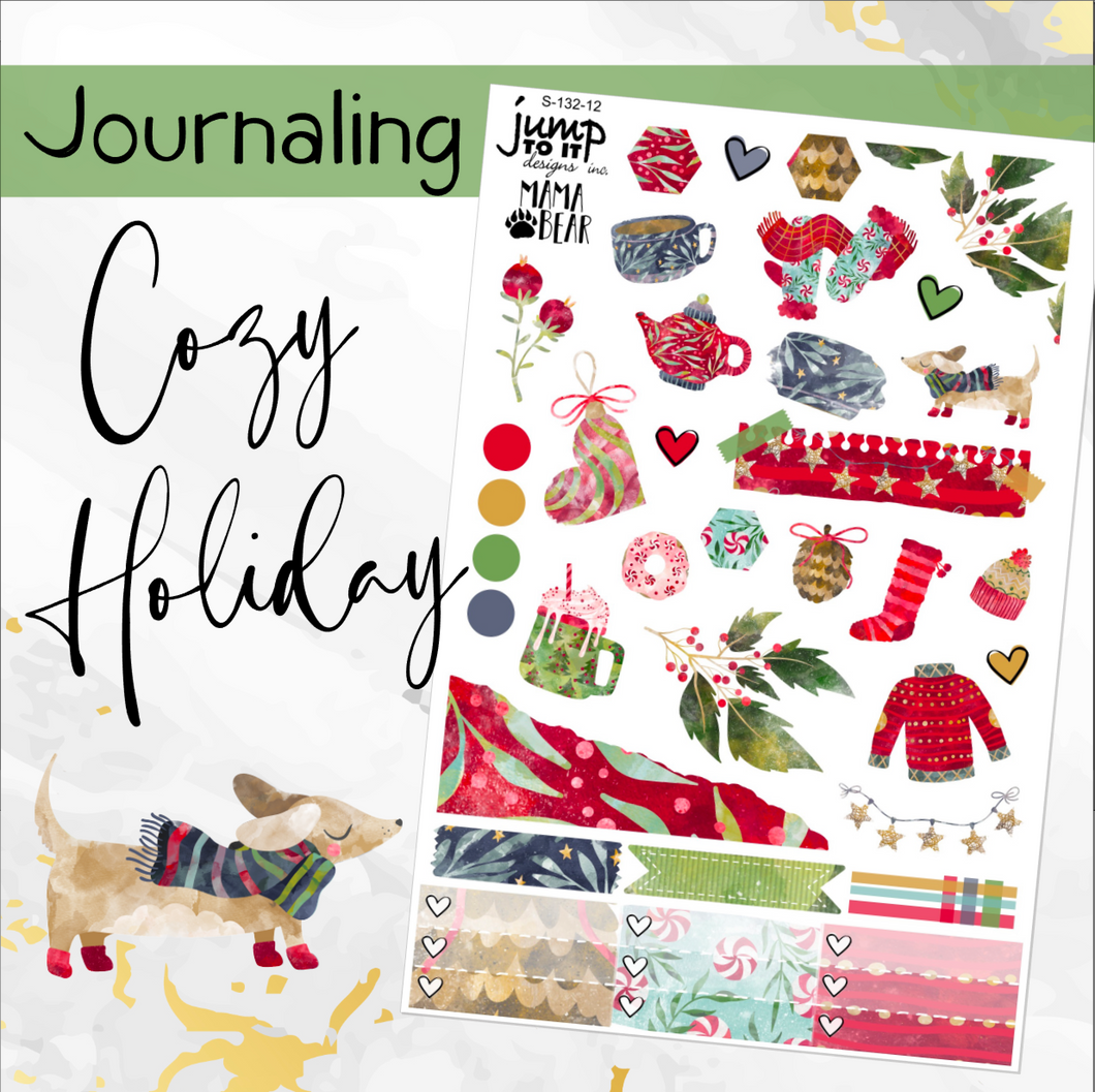 Cozy Holiday Christmas JOURNAL sheet - planner stickers          (S-132-12)