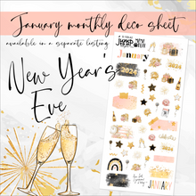 Load image into Gallery viewer, January New Year’s Eve ’24 Deco sheet - planner stickers          (S-109-42)