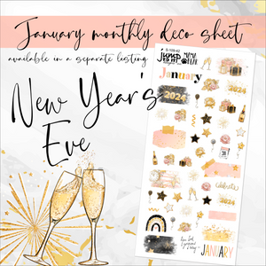 January New Year’s Eve ’24 Deco sheet - planner stickers          (S-109-42)