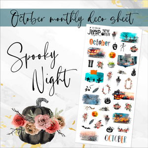 Spooky Night Halloween Deco sheet - planner stickers          (S-109-38)