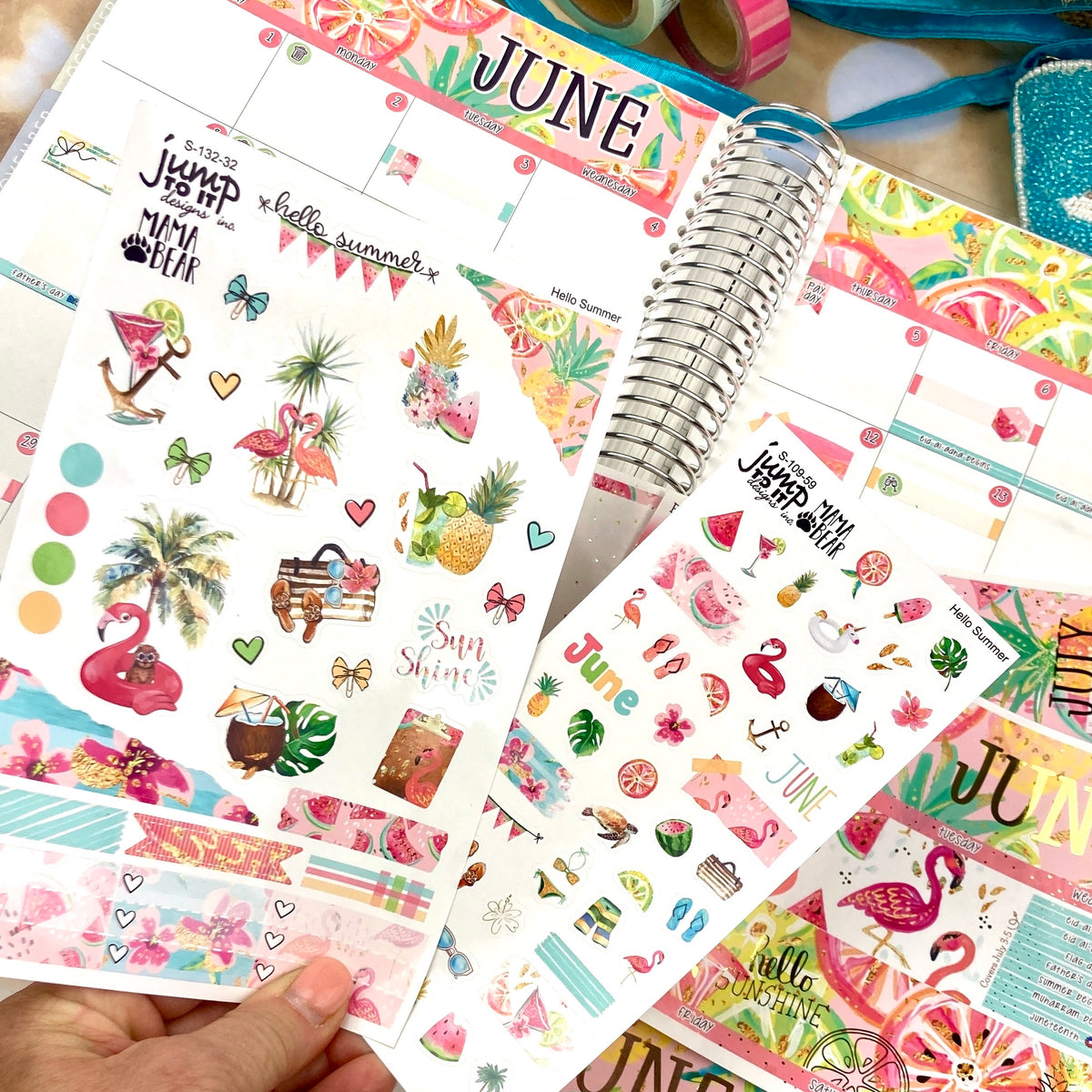 June Hello Summer Deco sheet - planner stickers (S-109-59) – Jump To It ...