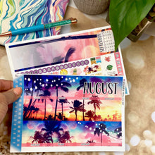 Load image into Gallery viewer, August Sunset in Paradise monthly - Erin Condren Vertical Horizontal 7&quot;x9&quot;, Happy Planner Classic, Mini &amp; Big