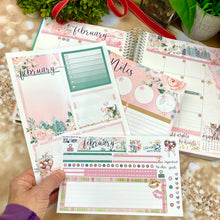 Load image into Gallery viewer, February Warm Hearts Notes monthly sticker -25/26 Erin Condren Vertical Horizontal 7"x9", Happy Planner Classic, Mini &amp; Big