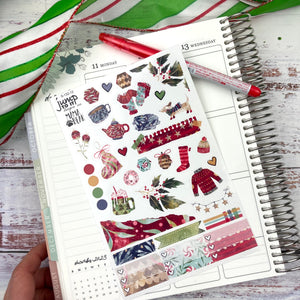 Cozy Holiday Christmas JOURNAL sheet - planner stickers          (S-132-12)