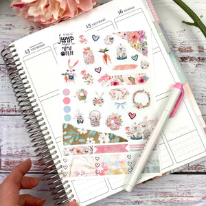 Easter Bunnies Spring JOURNAL sheet - planner stickers          (S-132-13)