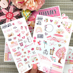 February Valentine Love JOURNAL sheet - planner stickers          (S-132-16)