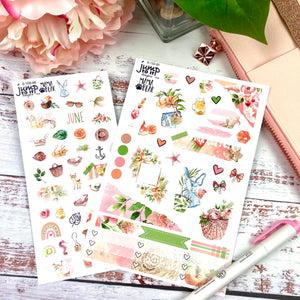 June Spring Bouquet JOURNAL sheet - planner stickers          (S-132-20)