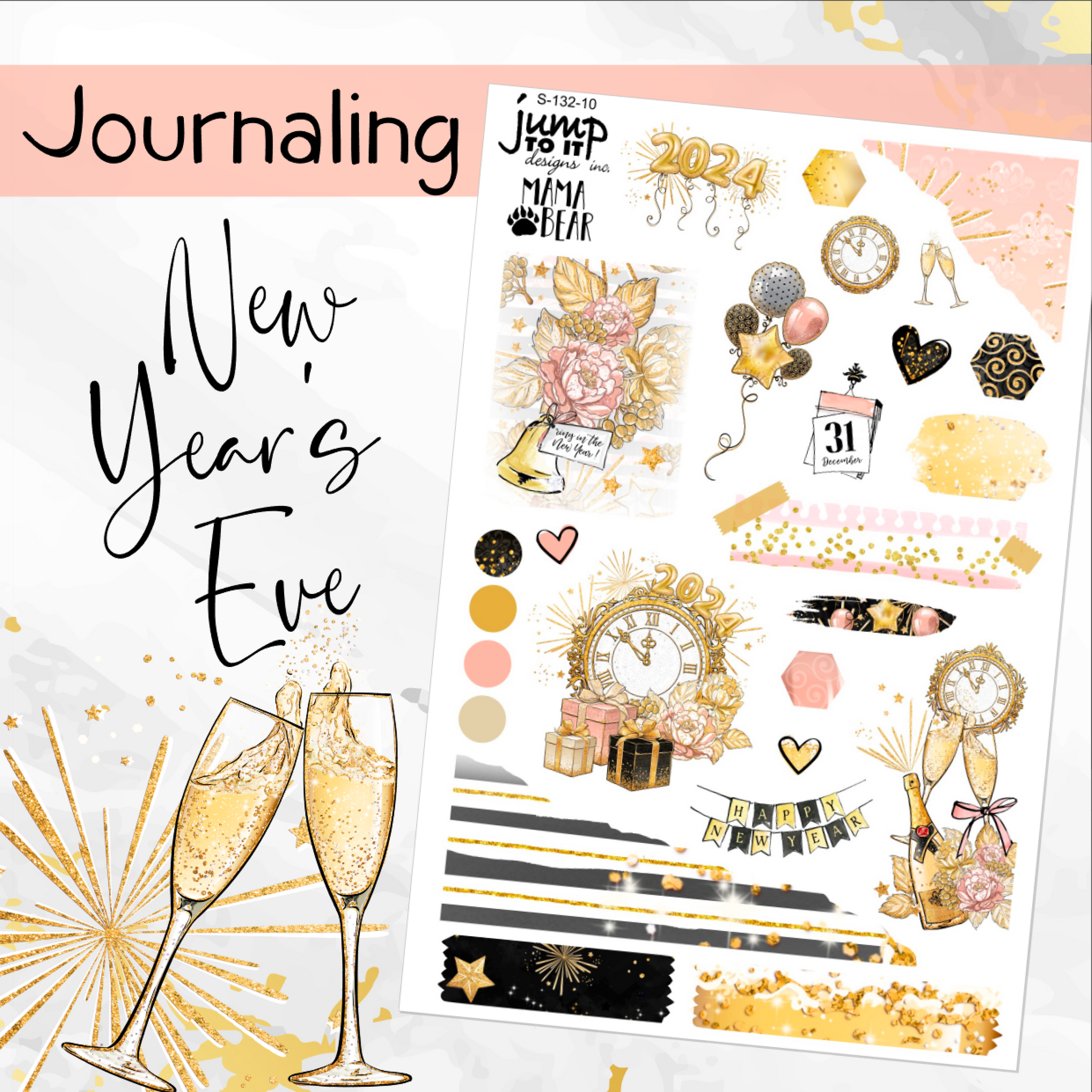 January New Year's Eve '24 JOURNAL sheet - planner stickers (S-132-10) –  Jump To It Designs
