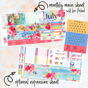 July Seaside 4th FOILED monthly - Hobonichi Cousin A5 personal planner