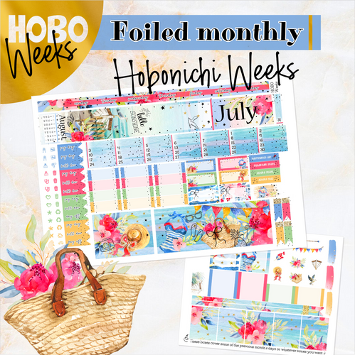 July Seaside 4th FOILED monthly - Hobonichi Weeks personal planner