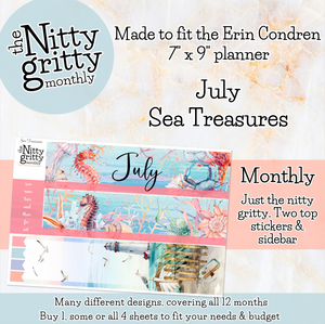 July Sea Treasures - The Nitty Gritty Monthly - Erin Condren Vertical Horizontal